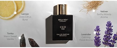 Miniatura 8 de Bella vita Luxury CEO Man Perfume para hombre (3.38 onzas líquidas)  Perfume de hombre de larga duración con fragancia de limón, lavanda, vetiver