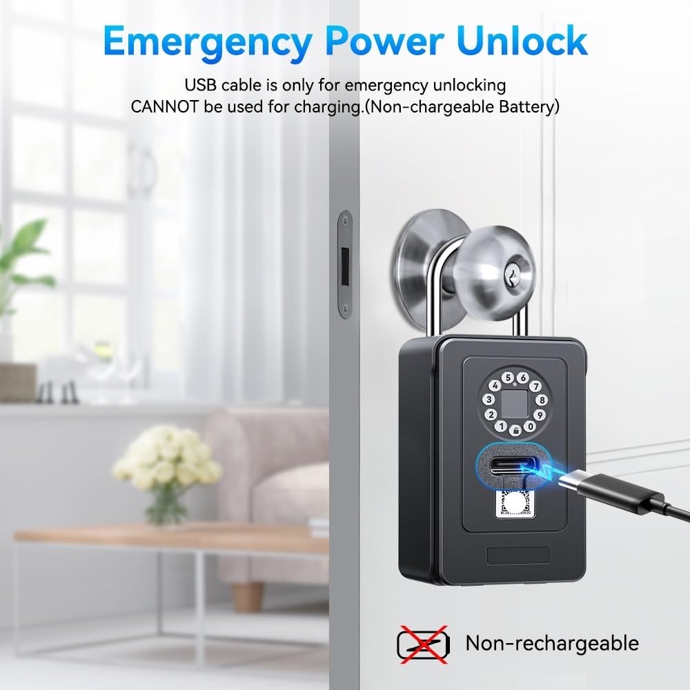 Boite a Clefs Securisee Exterieur, Boîte De Rangement Intelligente For Clés À Empreintes Digitales Boîte De Rangement De Mot De Passe Sans Fil Bluetooth Coffre-fort De Sécurité Antivol ,Coffre Fort Di