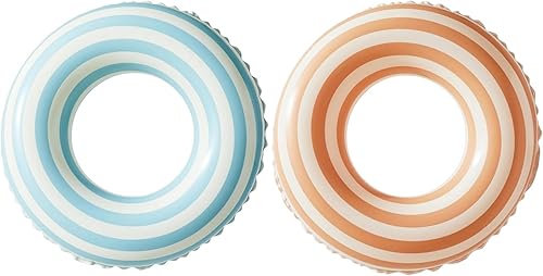 Miniatura 15 de Flotadores de piscina para niños de 5 a 10 años, tubos inflables con rayas simples, bonitos anillos de natación, flotadores, juguetes acuáticos para