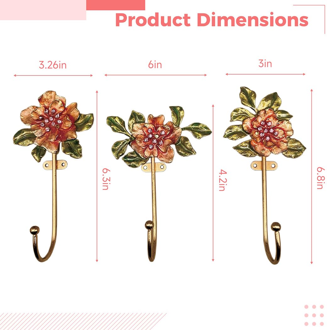 Ganci decorativi smaltati arancioni – Set di ganci da parete in lega di zinco per cappotti, chiavi e accessori (misure assortite, set da 3 pezzi)