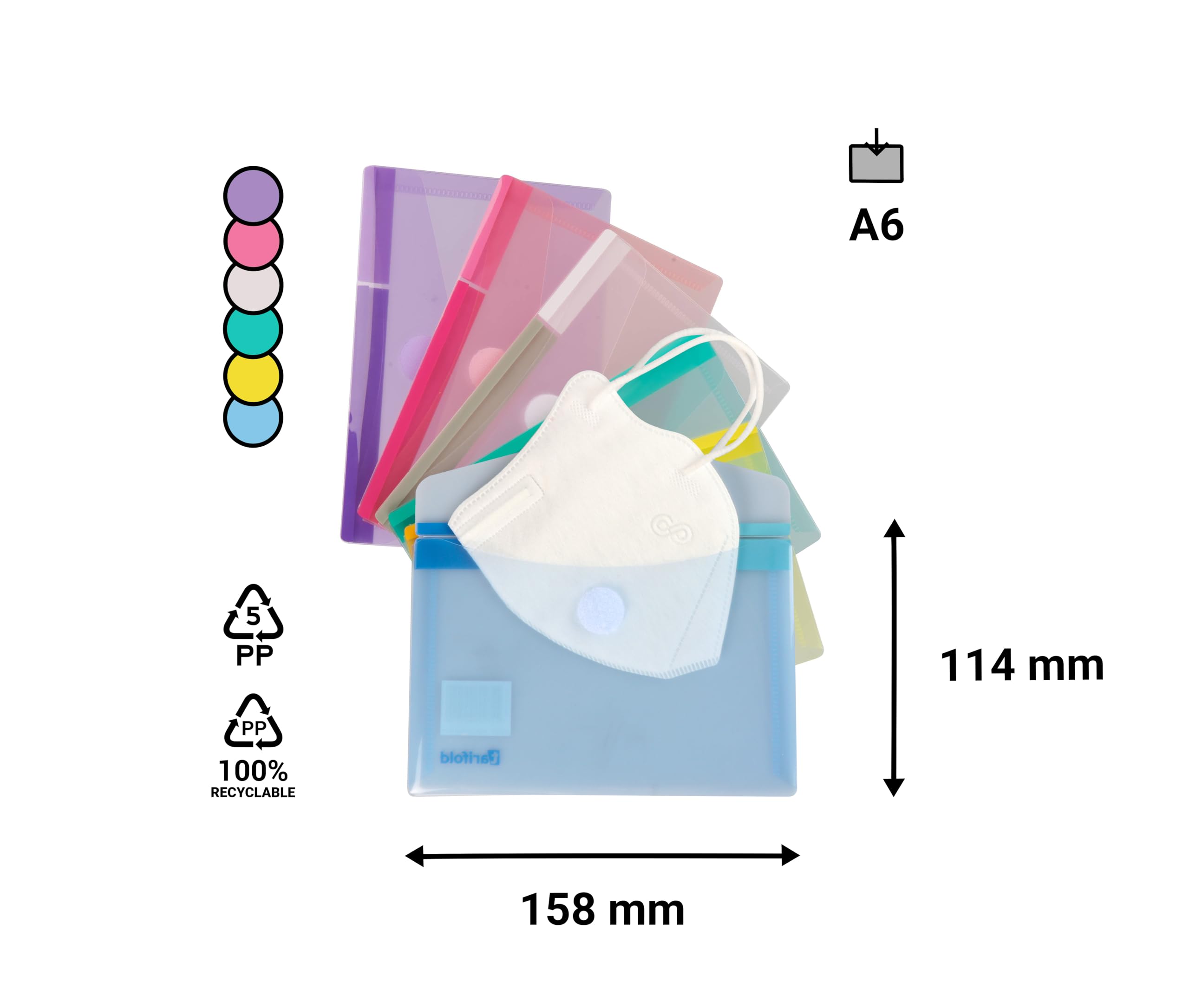 Buste In Plastica A5 Tarifold - Con Chiusura A Strappo, Colori Pastello Assortiti! - Foto 2