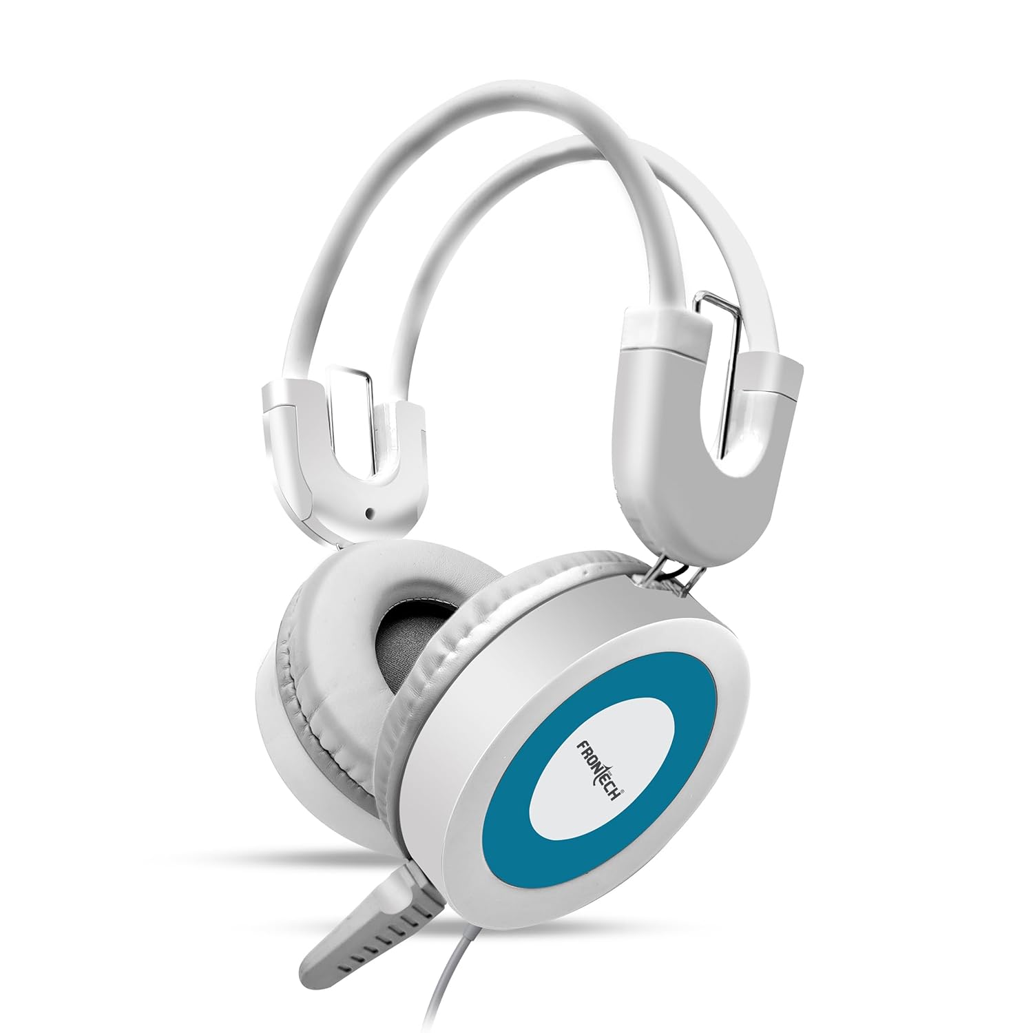 FRONTECH Wired Over-Ear Multimedia Headphones with Mic | 3.5mm Single Audio Jack| Adjustable Headband & Soft Cushions | Compatible with PC, Laptop & Mobile – White & Blue (HF-3452) FRONTECH Wired Over-Ear Multimedia Headphones with Mic | 3.5mm Single Audio Jack| Adjustable Headband & Soft Cushions | Compatible with PC, Laptop & Mobile – White & Blue (HF-3452)