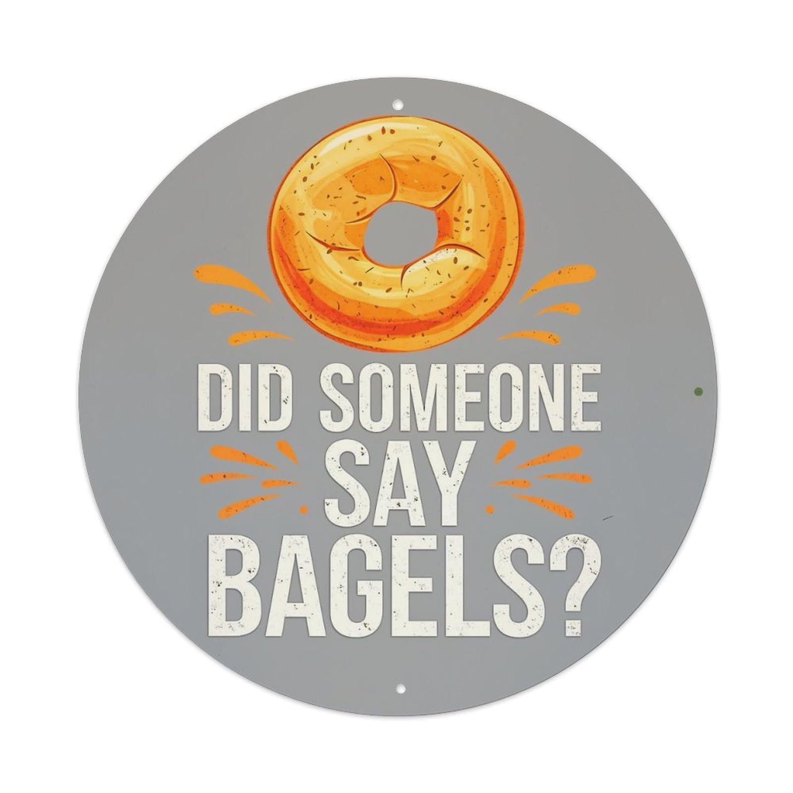 Bagel With Text And Orange Splashes Metal Tin Sign Plaque