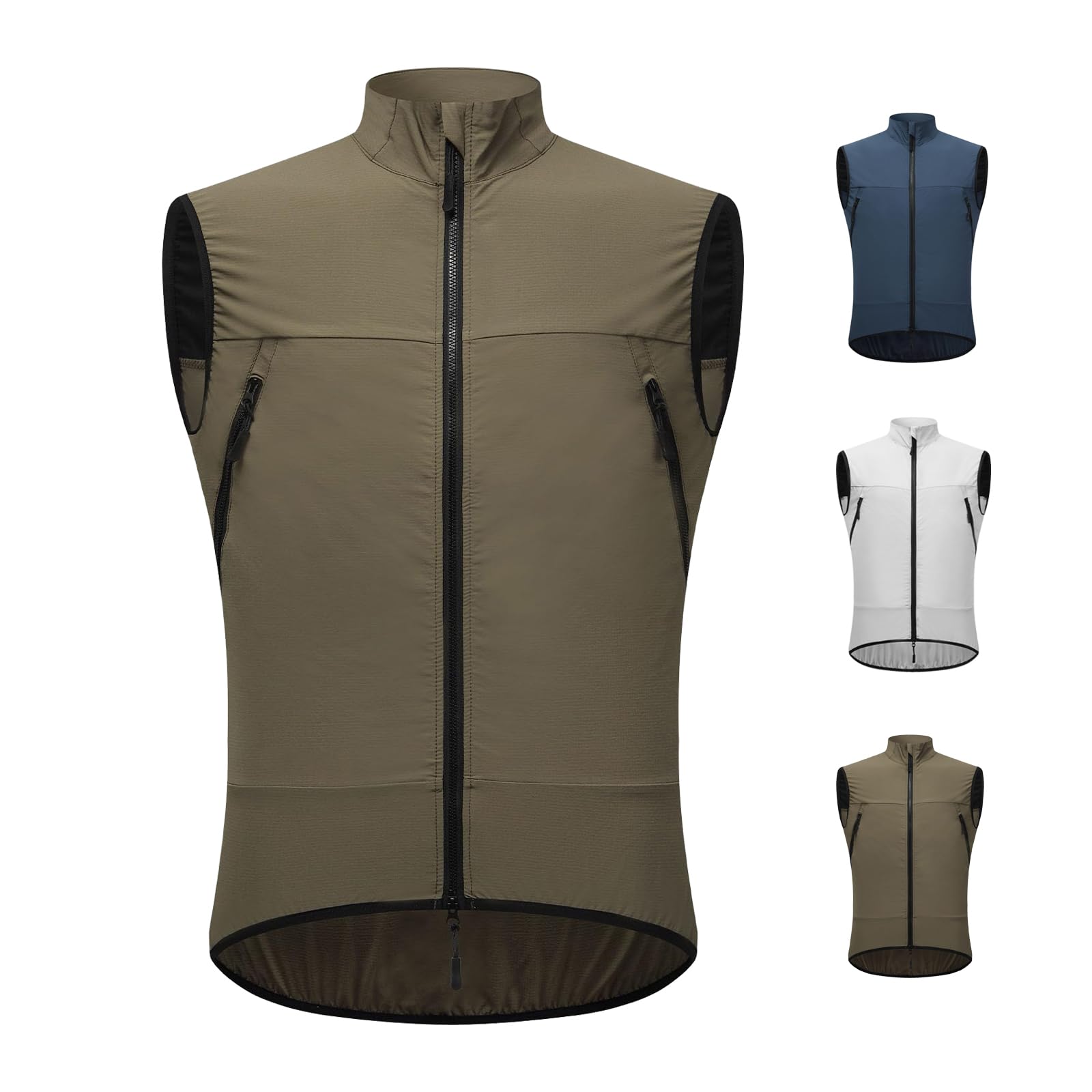 Gilet de cyclisme d'été ultraléger respirant sans manches imperméable et coupe-vent avec protection solaire et bandes réfléchissantes idéal pour le VTT et la course à pied
