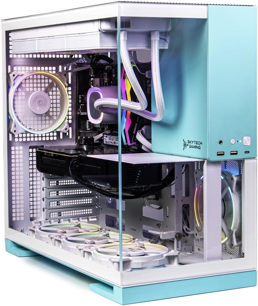 Skytech Gaming Azure 3 Plus Gaming PC, AMD Ryzen 7 7700X 4.5GHz, NVIDIA RTX 5070 12GB, 1TB Gen4 NVMe SSD, 32GB DDR5 RAM 5600, 850W Gold ATX 3 PSU, 360 ARGB AIO, Wi-Fi, Win 11, Desktop