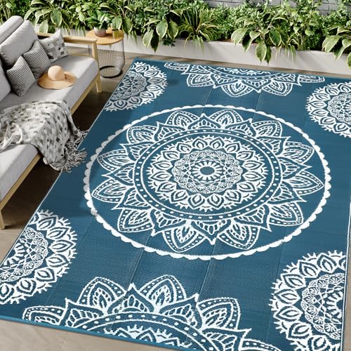 Famibay Grand tapis d'extérieur pour jardin, imperméable, réversible, avec paille de plastique, résistant aux UV, portable, pour camping-car, balcon,...