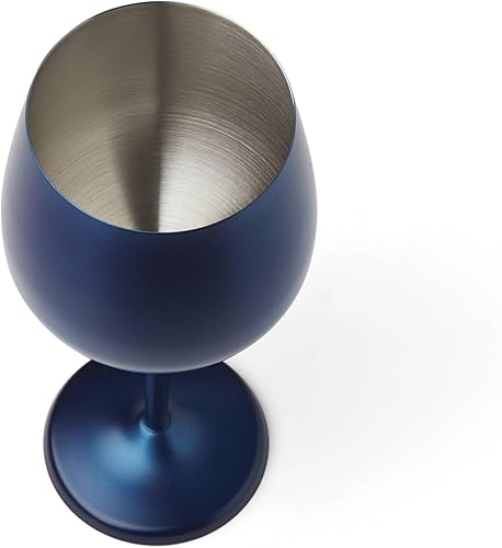 Miniatura 2 de Cambridge Silversmiths - Juego de 4 copas de vino de una sola pared de 18 onzas, color azul marino