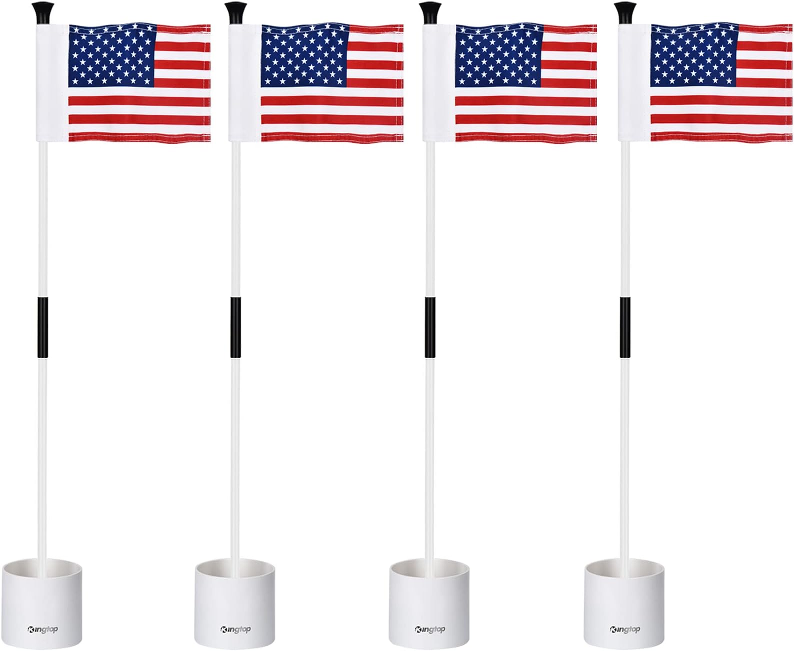 KINGTOP American Golf Flagstick Mini, Double-Side USA Golf Flag, Practice Putting Green Flags for Yard, Chipping Golf Pin Flag Hole Cup Kit, Portable 2-Section Design All 3 Feet, Gift Idea, 4-Pack