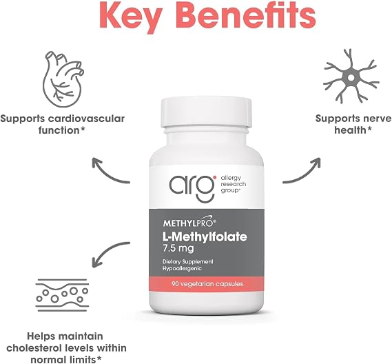 MethylPro L-Methylfolate 7.5 mg - L Methyl Folate, Methylfolate Supplement for Women & Men, Methylated Vitamin B9 (5-MTHF) for Brain Health, Focus, Calm - 30 Capsules (Pack of 2)