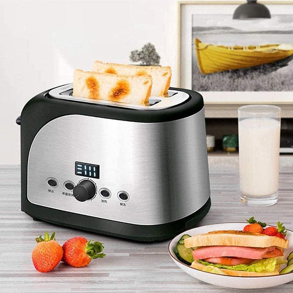Bread Machine 2 Slice Wide Slit Stainless Steel Toaster with LED Display Toast Settings, for Home Breakfast Bread Machine (Color : B) (B)