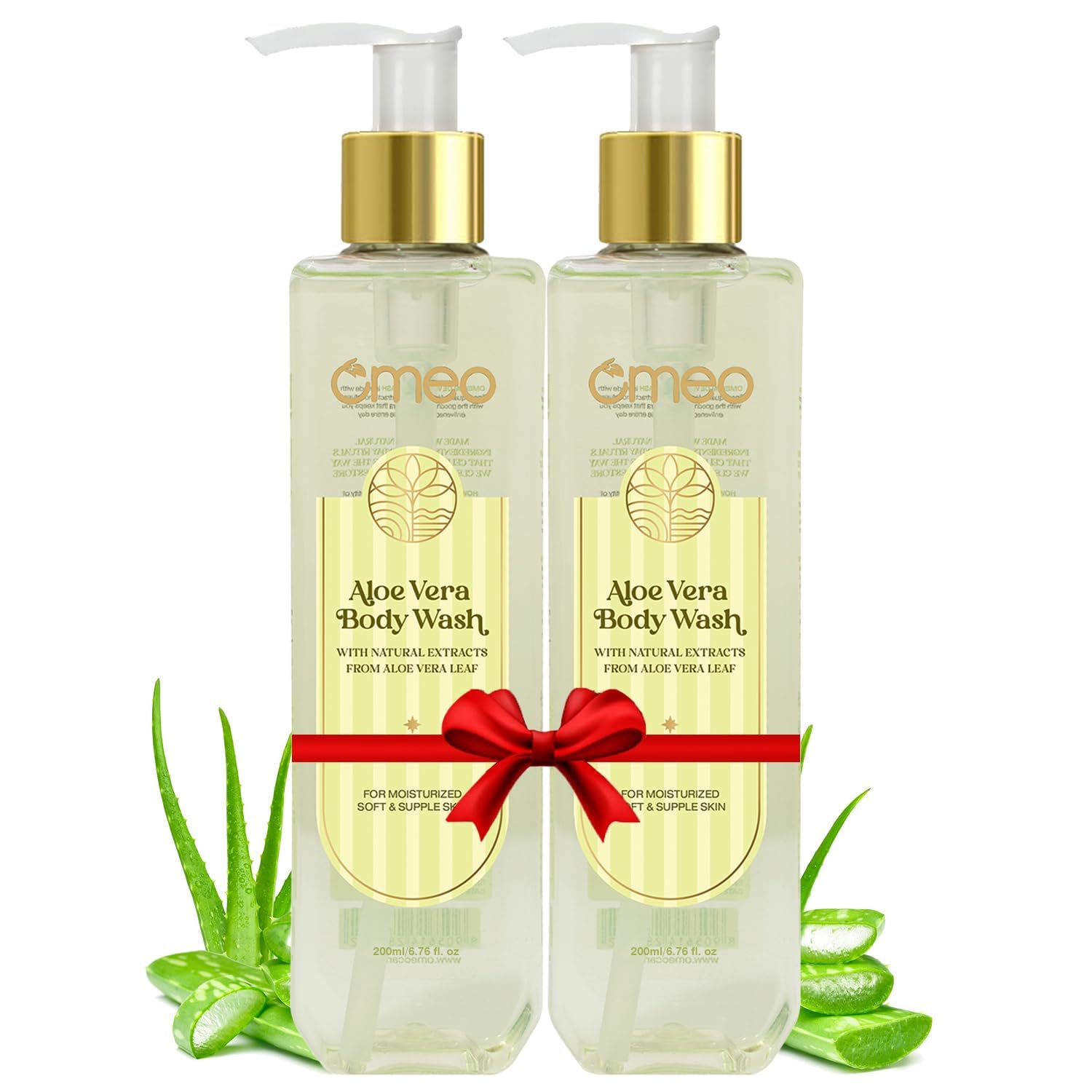 PRZX Aloe Vera Body Wash for Women Men 200ml Pack of 2 Gentle Moisturizing Shower Gel with Glycerin