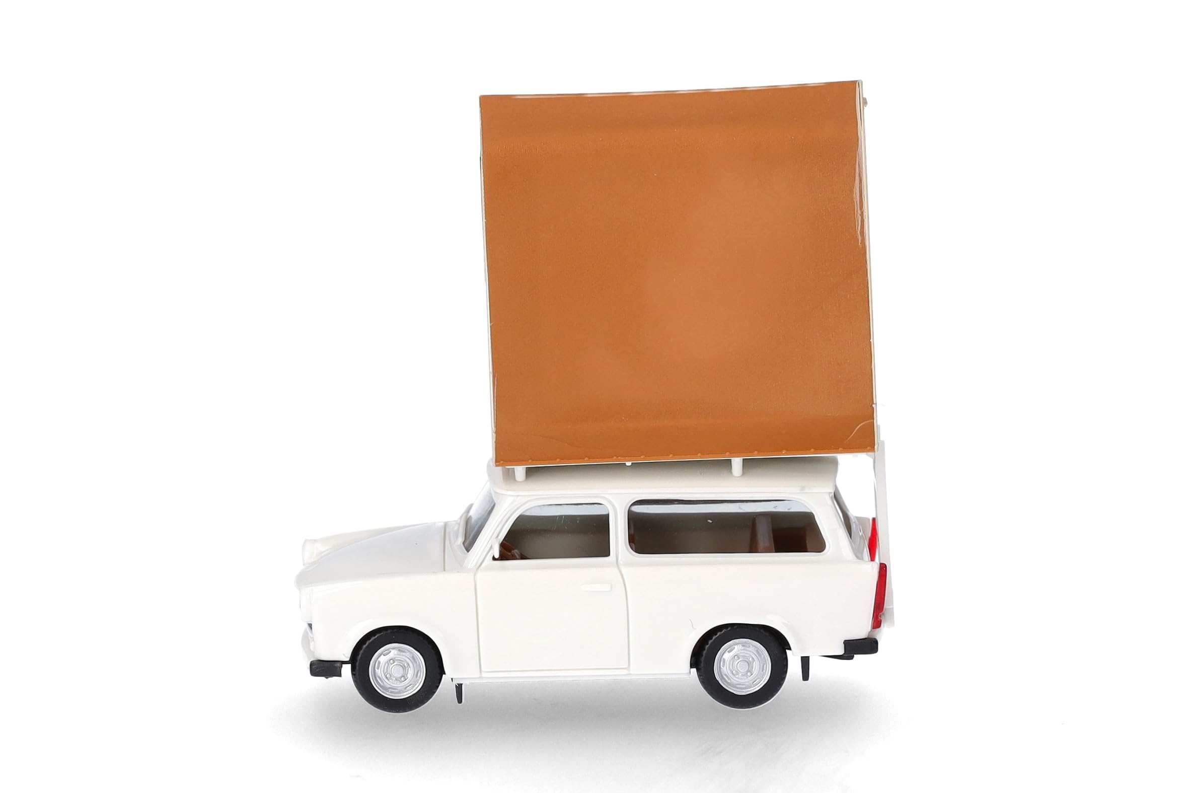 Herpa Modellauto Trabant 601 Universal mit Dachzelt, Miniatur im Maßstab 1:87, Sammlerstück, Made in Germany, Modell aus Kunststoff, Grauweiß