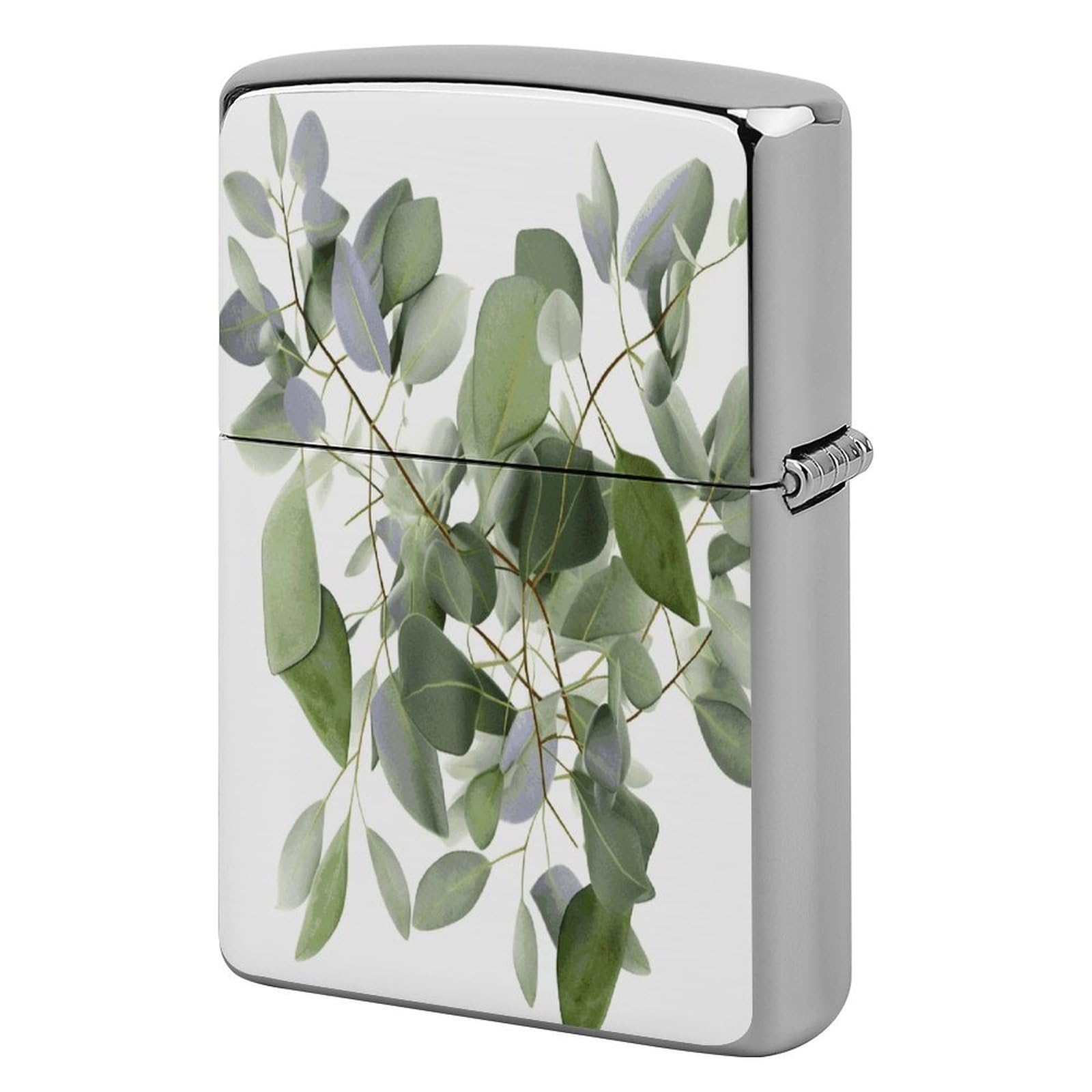 Fekiloot Style Green Eucalyptus Leaves Lighter Case Cover Lighter Holder