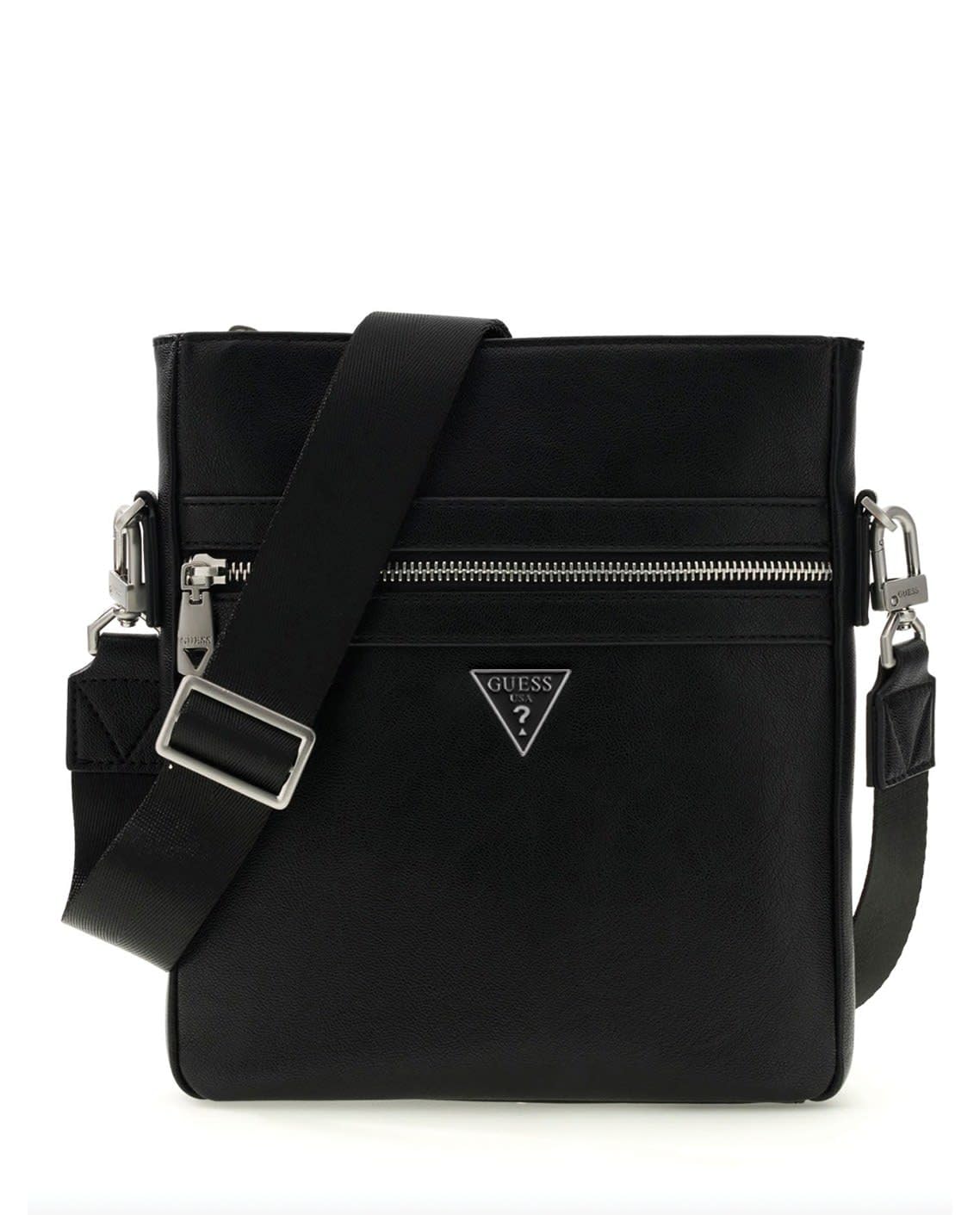 GUESS Men's Crossbody Bag Berlin Crossbody Flat Black | iconic Guess design, spacious main compartment, signature brand logo