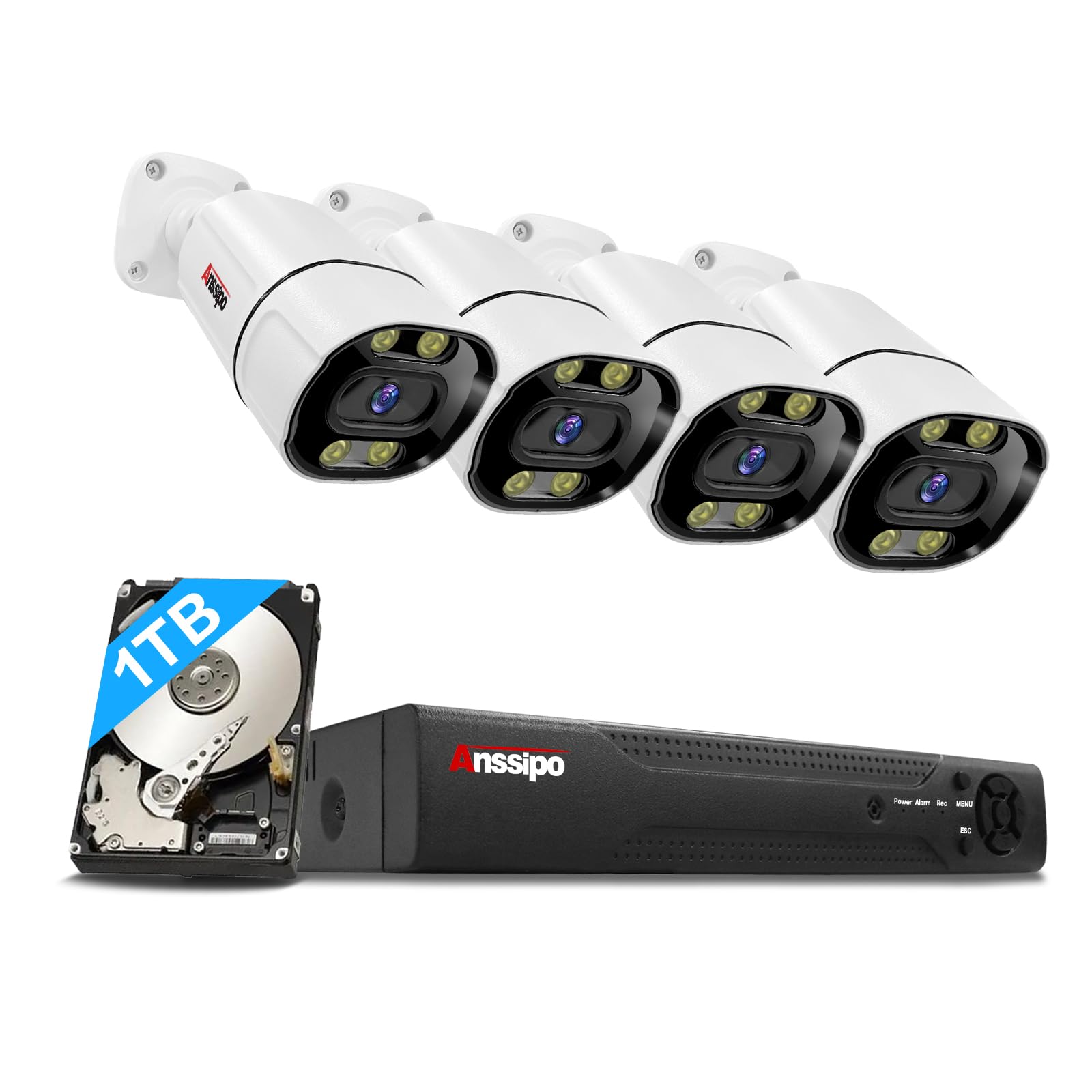 Amazon.com: 4MP PoE Security Camera System with 90ft Super Night