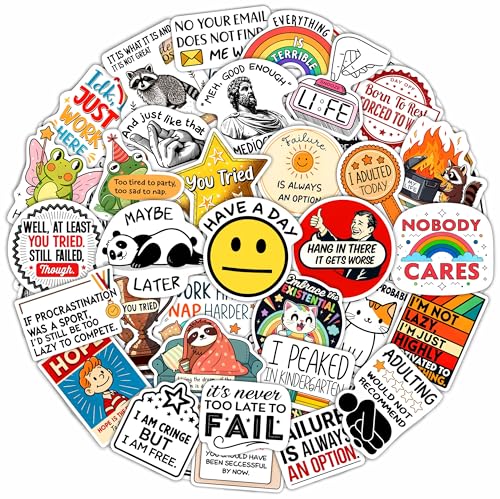 100Pcs Demotivational Stickers for Adults for Water Bottle & Laptops - Snarky Sarcastic Stickers - Dark Humor Decals - Demotivational Gift for Women & Men