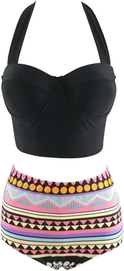 Saint-Acior Women's High Waisted Patterned 2 Piece Swimsuit Bikini Set