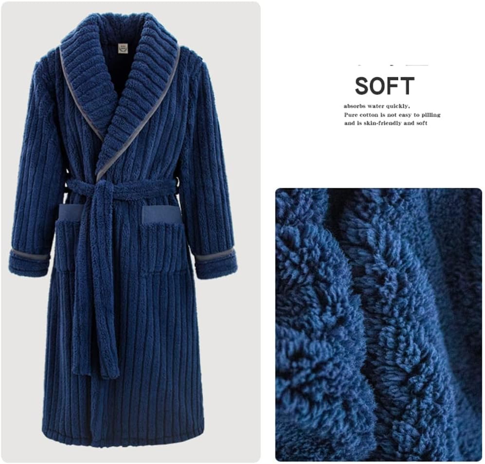 Nightgown Men's Winter Velvet Thickened Long Flannel Warm Bathrobe Bathrobe