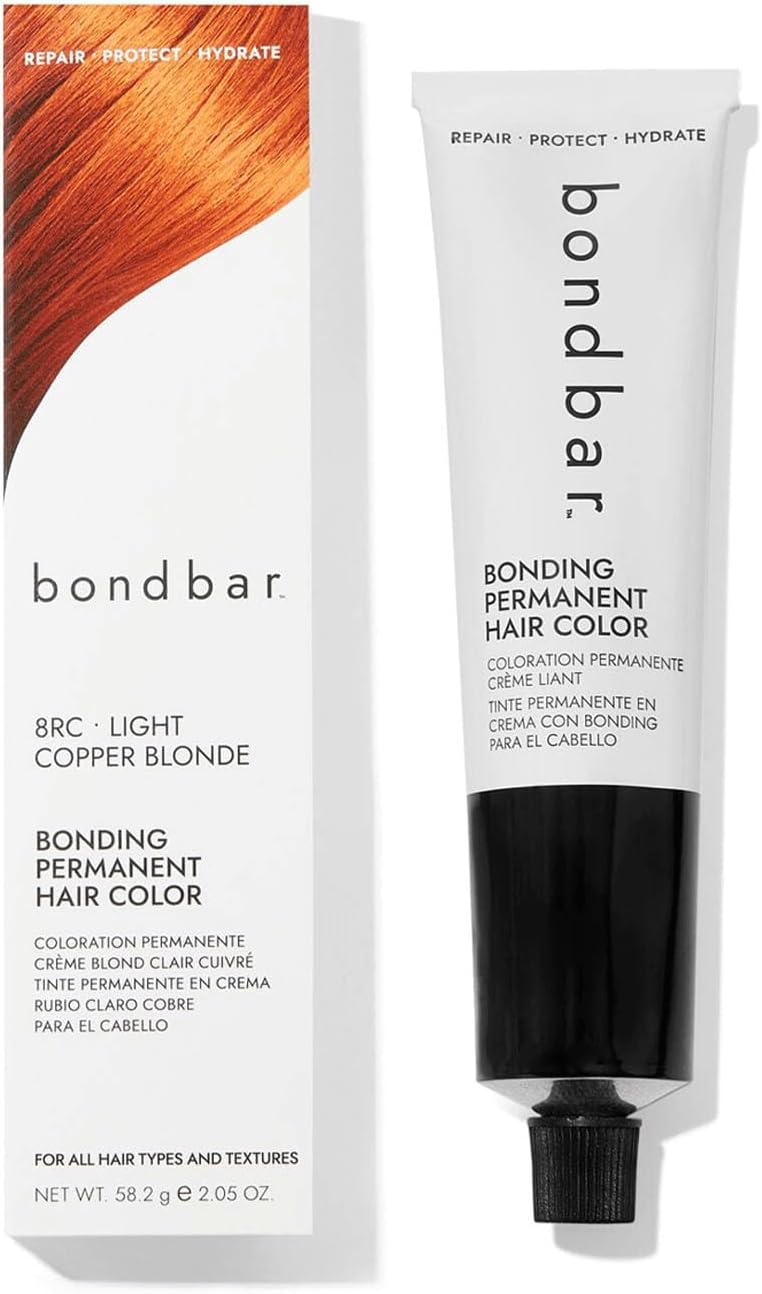 8RC Light Copper Blonde Bonding Permanent Creme Hair Color, Repairing hair dye for all hair types, Vegan, Built in Bonding, 2.05 Oz