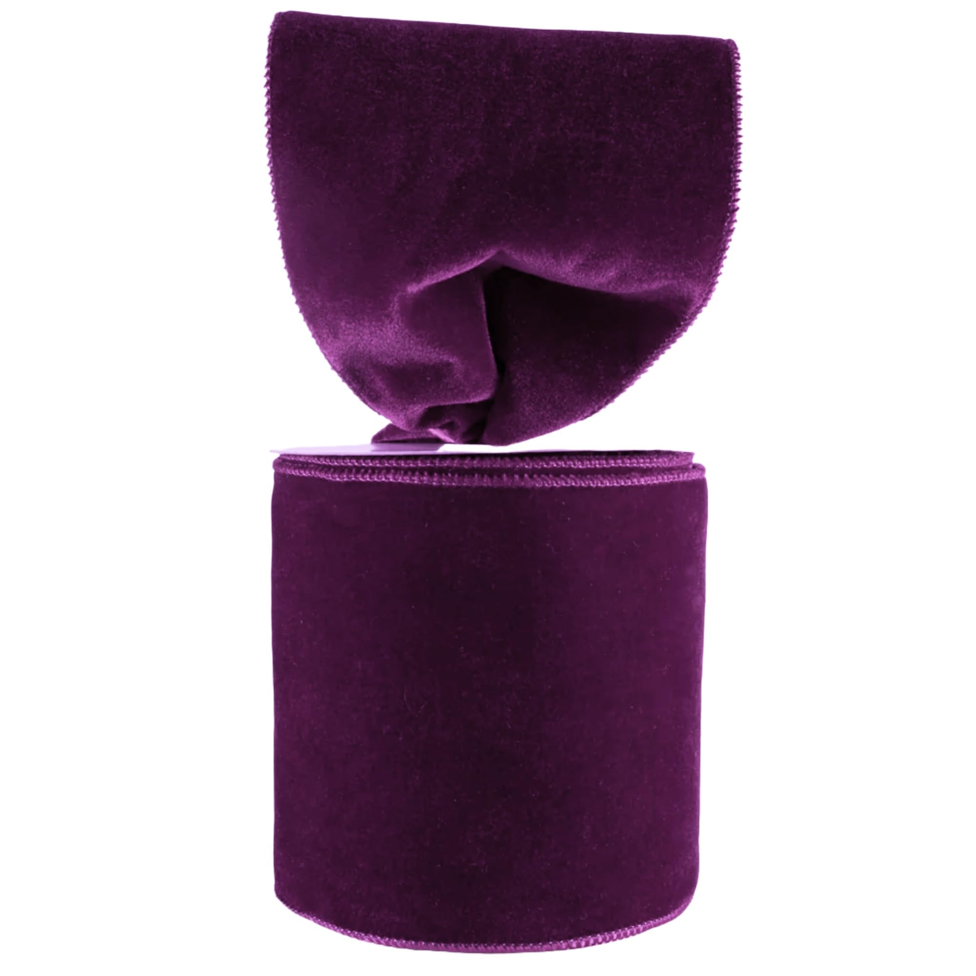 Velvet Wired Edge Ribbon, 4 Inch Width, Christmas Gift Wrapping Ribbon, Waterproof for Wreath DIY Crafts (Purple, 10 Yards)