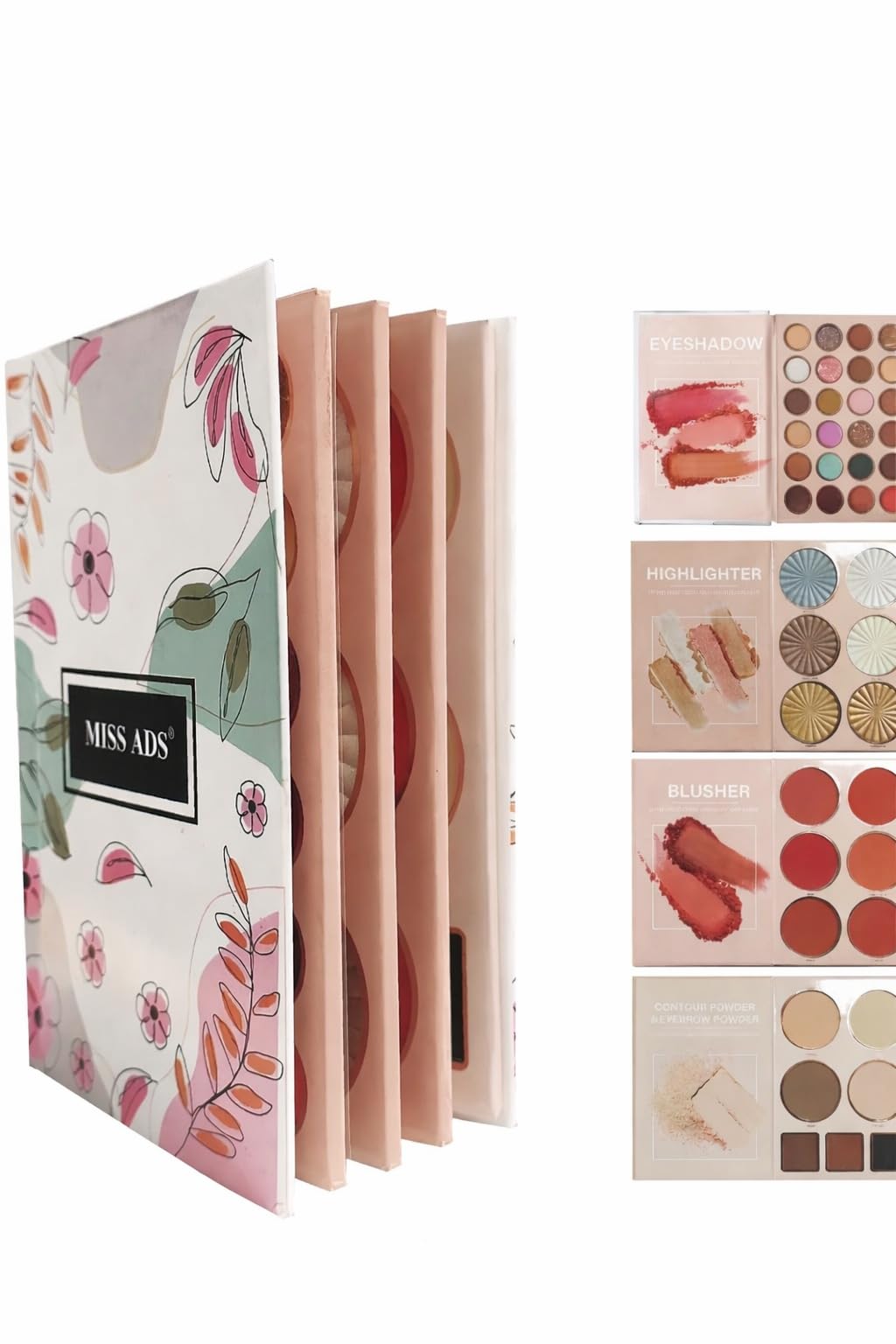 Elevate your beauty routine with the MISS ADS 5-in-1 Makeup Palette,(EYE SHADOW, BLUSH, HIGHLIGHTER, CONTOUR) a complete all-in-one solution designed for flawless glam. This elegant floral-designed palette features a-picture-37