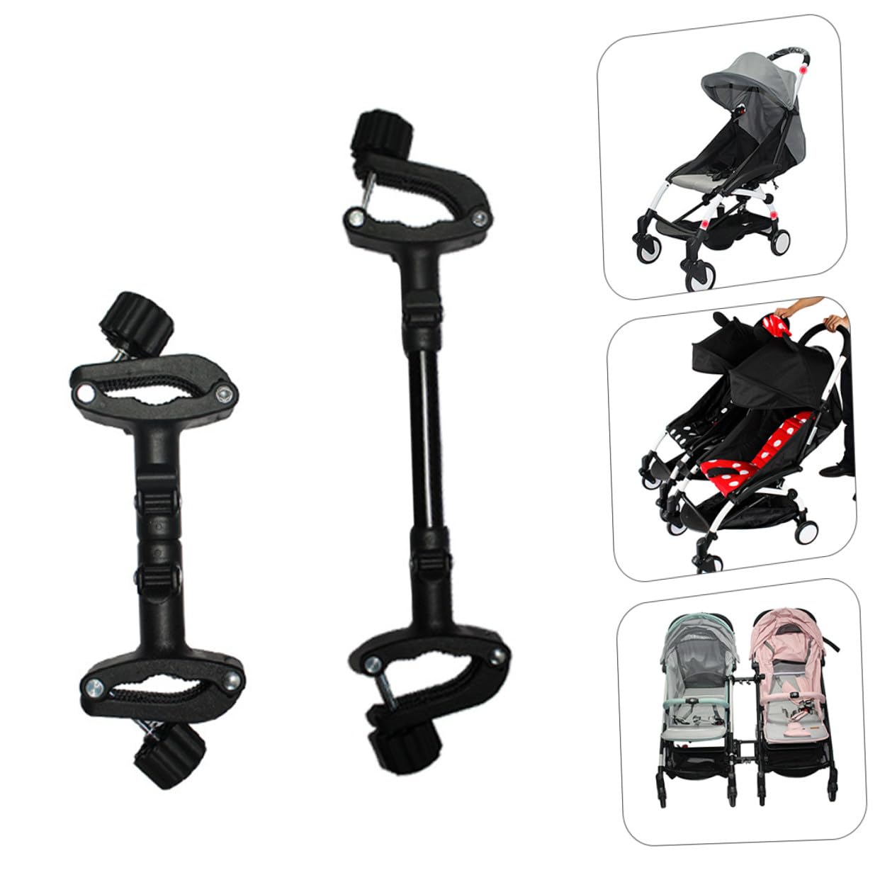 Conector para Cochecito Doble Ajustable 3 Piezas 2 Cortos 1 Largo Compatible Mayoría de Cochecitos Gemelares Material Duradero para Uso Exterior Paseos y Viajes