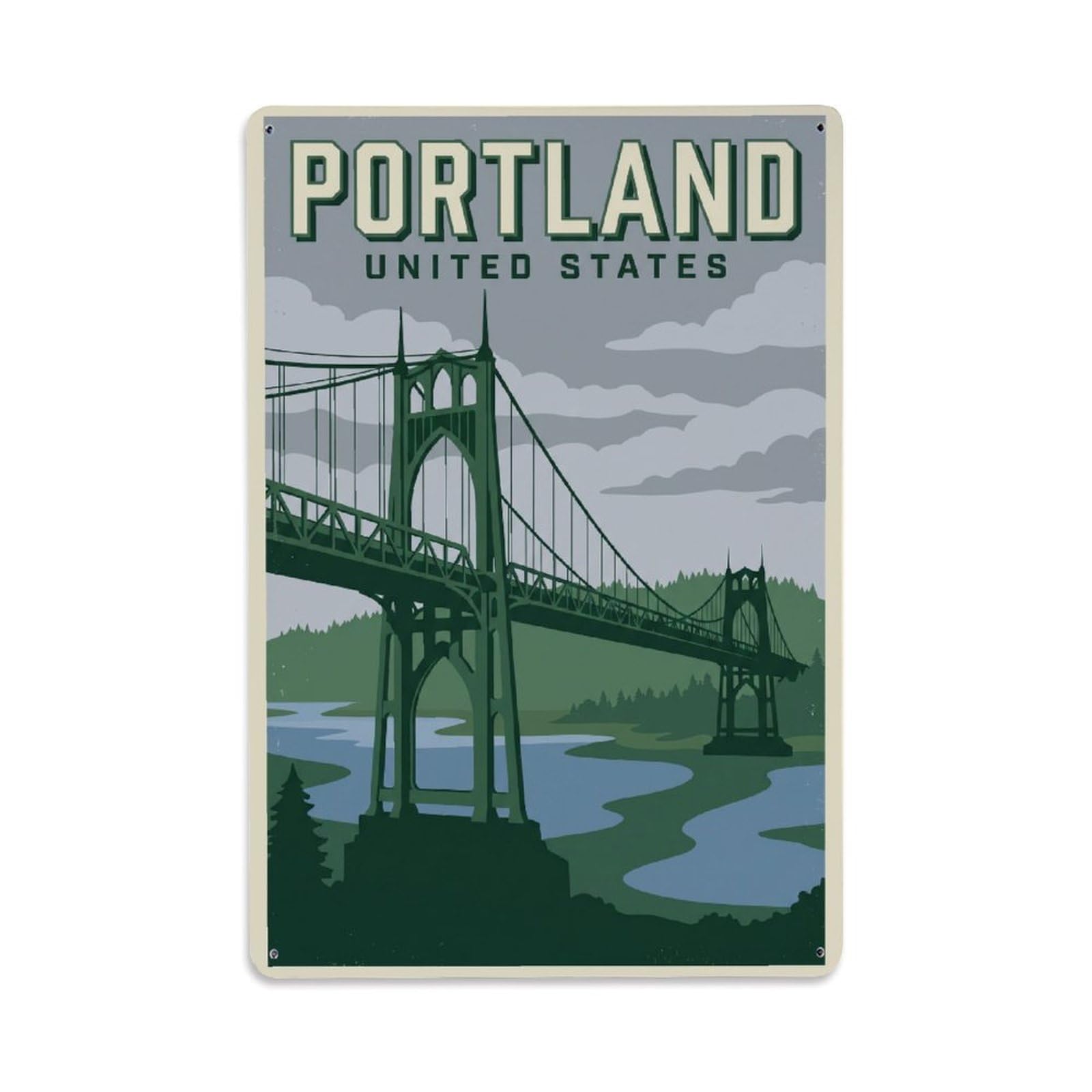 Xanthor Style Usa Portland Travel Retro Metal Tin Sign