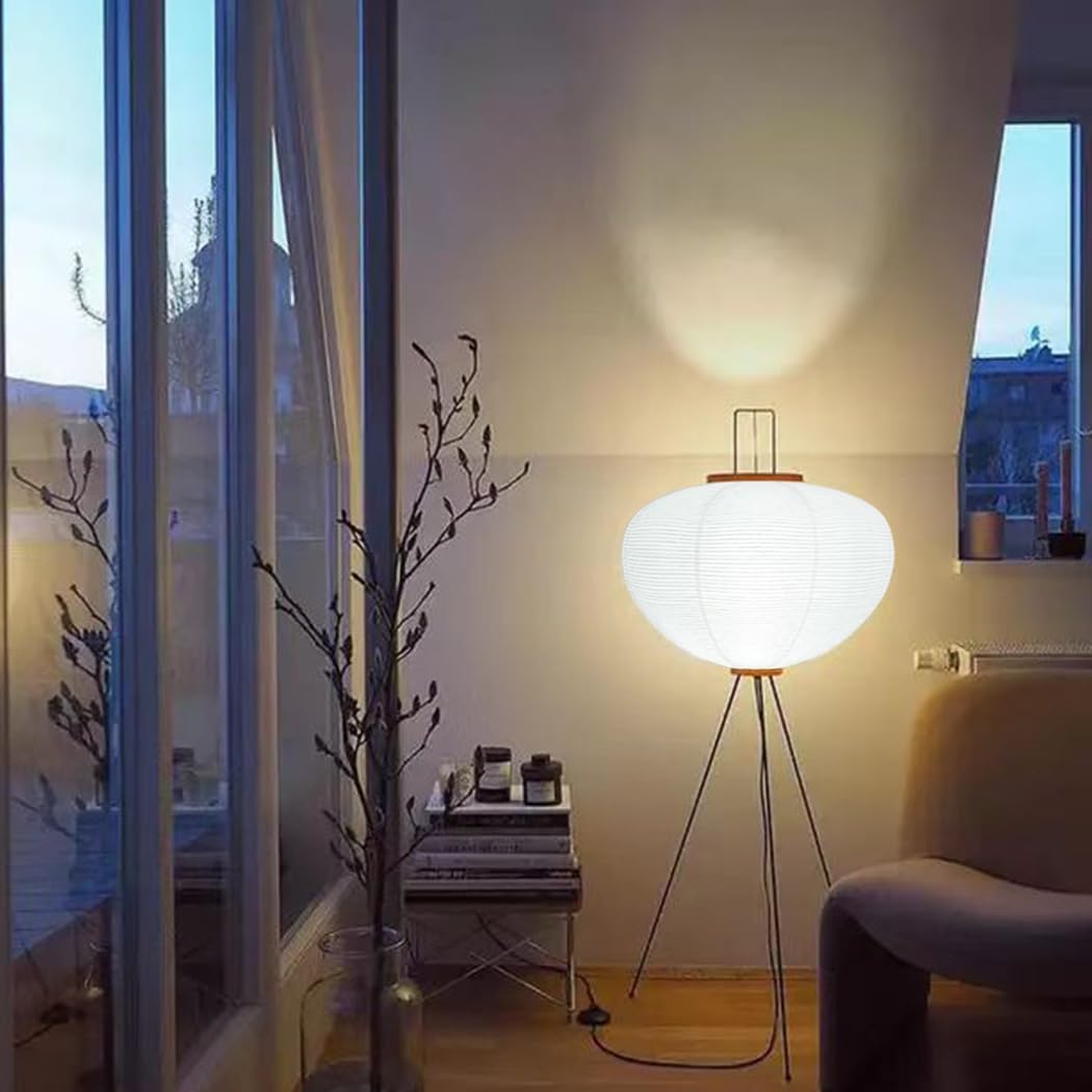 Lampadaire sur Pied Salon en papier,Lampe sur Pied avec abat-jour en papier fait main,E27 LED Lampadaires 120 cm, décoration japonaise pour chambre à coucher avec Interrupteur à Pédale