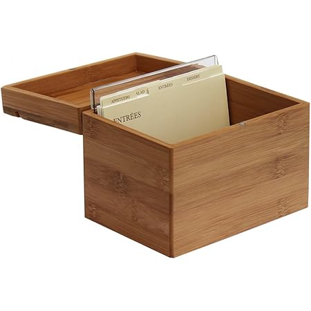 Oceanstar Bamboo Recipe Box with Divider, Natural, 6.80" W x 4.90" D x 5.10" H