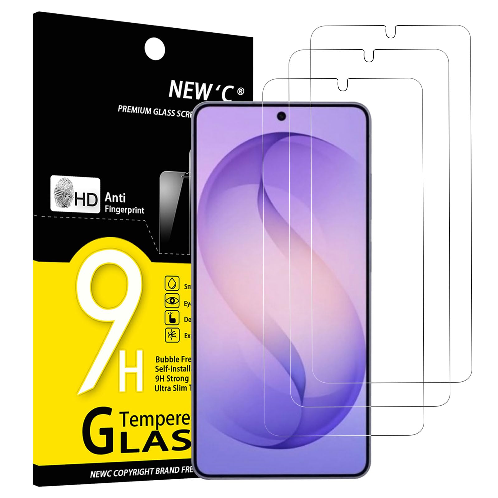 NEW'C 3 Stück für Samsung Galaxy S26 für Panzerglas, Frei von Kratzern, 9H Härte