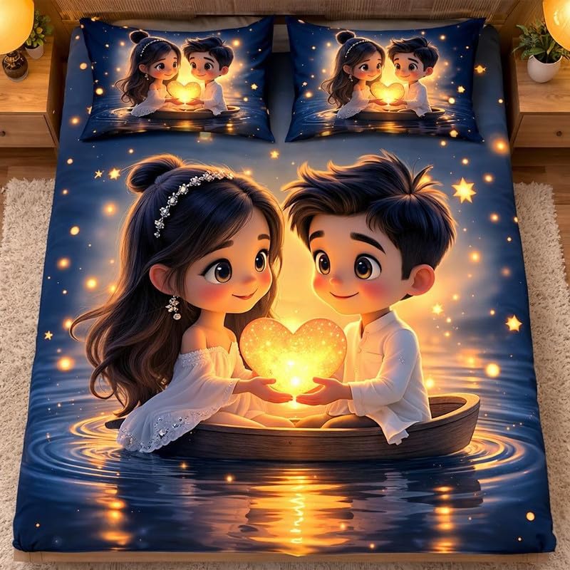 Premium 7D Digital Printed Glace Cotton Bedsheet (90 X 100) Inch with 2 King Size Pillow Covers – HIGH-Definition Design & Superior Comfort (Heavy Quality Bedsheet) (DB49-image-34