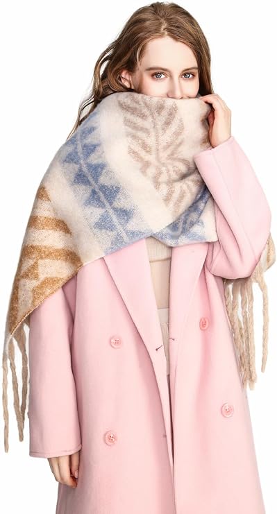 Yatemiole Women's Cashmere Feel Pashmina Shawl Wraps vintage style Warm Blanket Scarves with Tassel