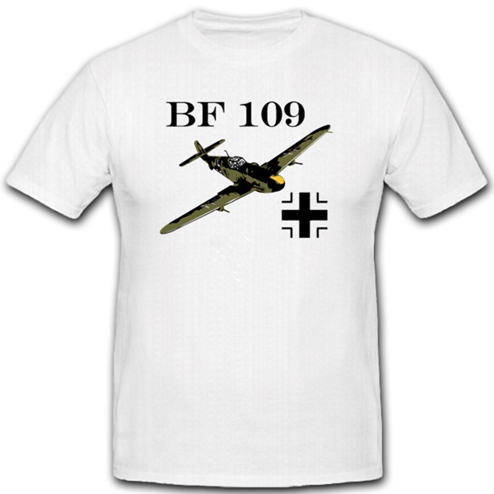 T-Shirt Blanc BF 109 Avion Luftwaffe Insigne Croix - 3