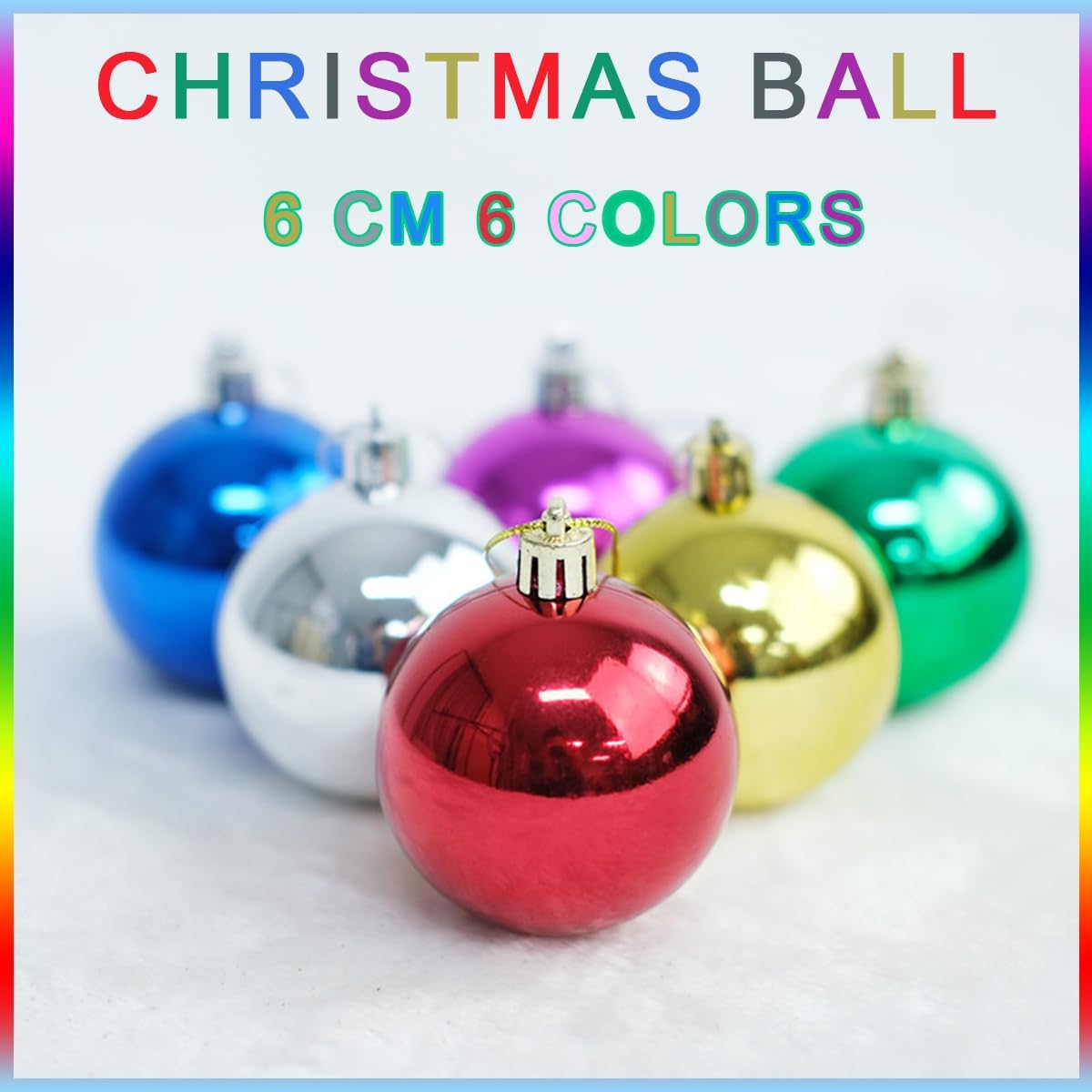 60mm 24ct Christmas Balls Ornaments Christmas Decorations for Home Christmas Tree Ornaments Shatterproof Plastic Christmas Ball Ornaments Festive Party Pendant Room Decor (6 Colors Mixed/6 cm) - Image 2