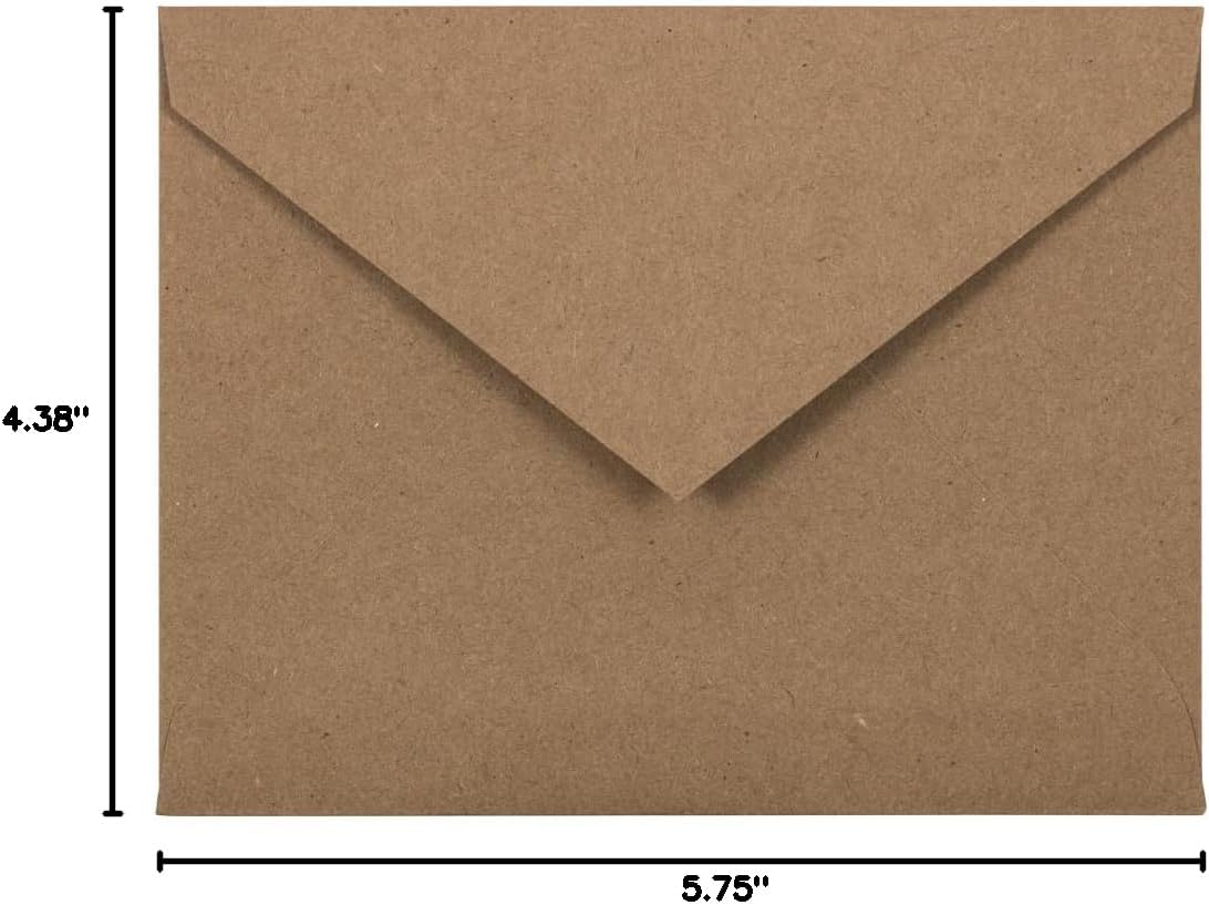 JAM PAPER A2 V-Flap Invitation Envelopes - 4 3/8 x 5 3/4 - Brown Kraft Paper Bag Recycled - 100/pack