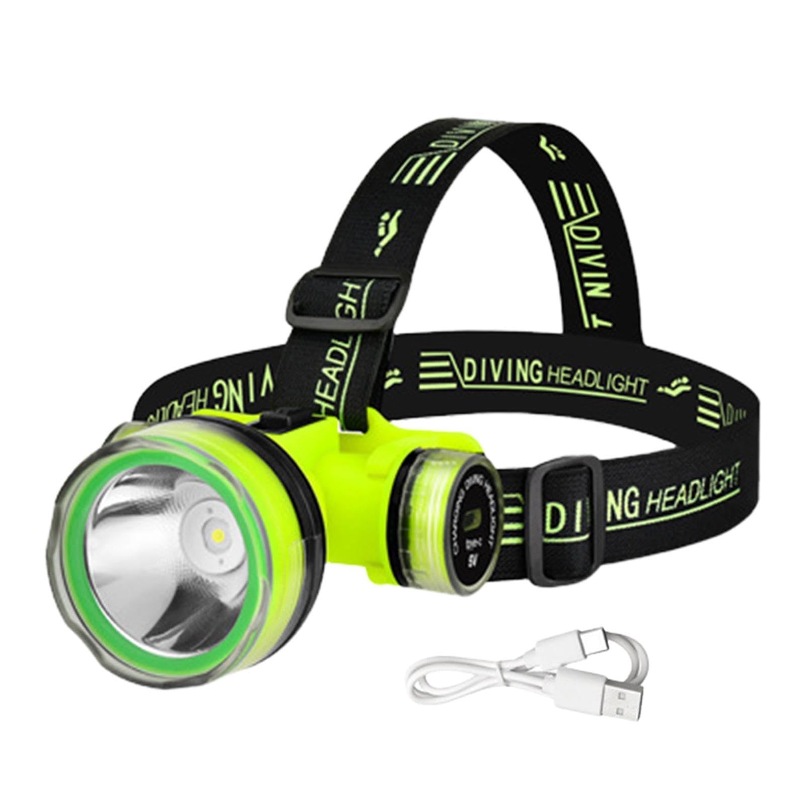 ROCKIA Led Headlamp, Waterproof USB Rechargeable Head Torch, Headlight, Underwater Diving Light, Headtorch, 2 Lighting Modes Bright Light, 350m Lighting Distance for Cycling Camping Hiking