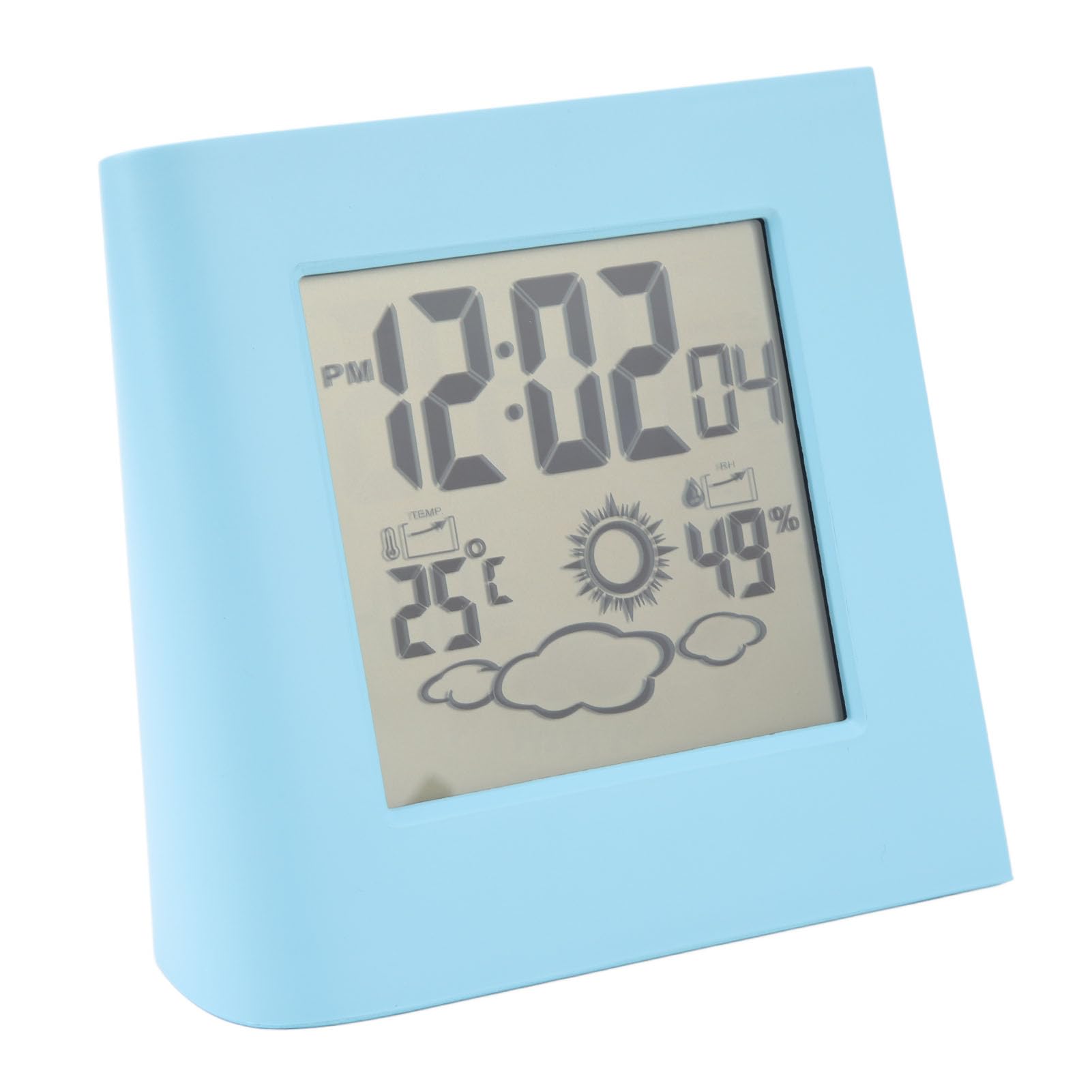 Digital Wall Clock Battery Operated,Outdoor Clock with Indoor Outdoor Temperature Weather Forecast Temperature Humidity Solar Battery Dual Energy (Blue)