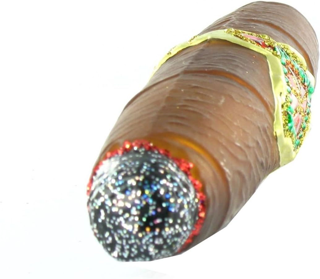 Old World Christmas Cigar Glass Blown Ornament for Christmas Tree, Handcrafted Holiday Decoration