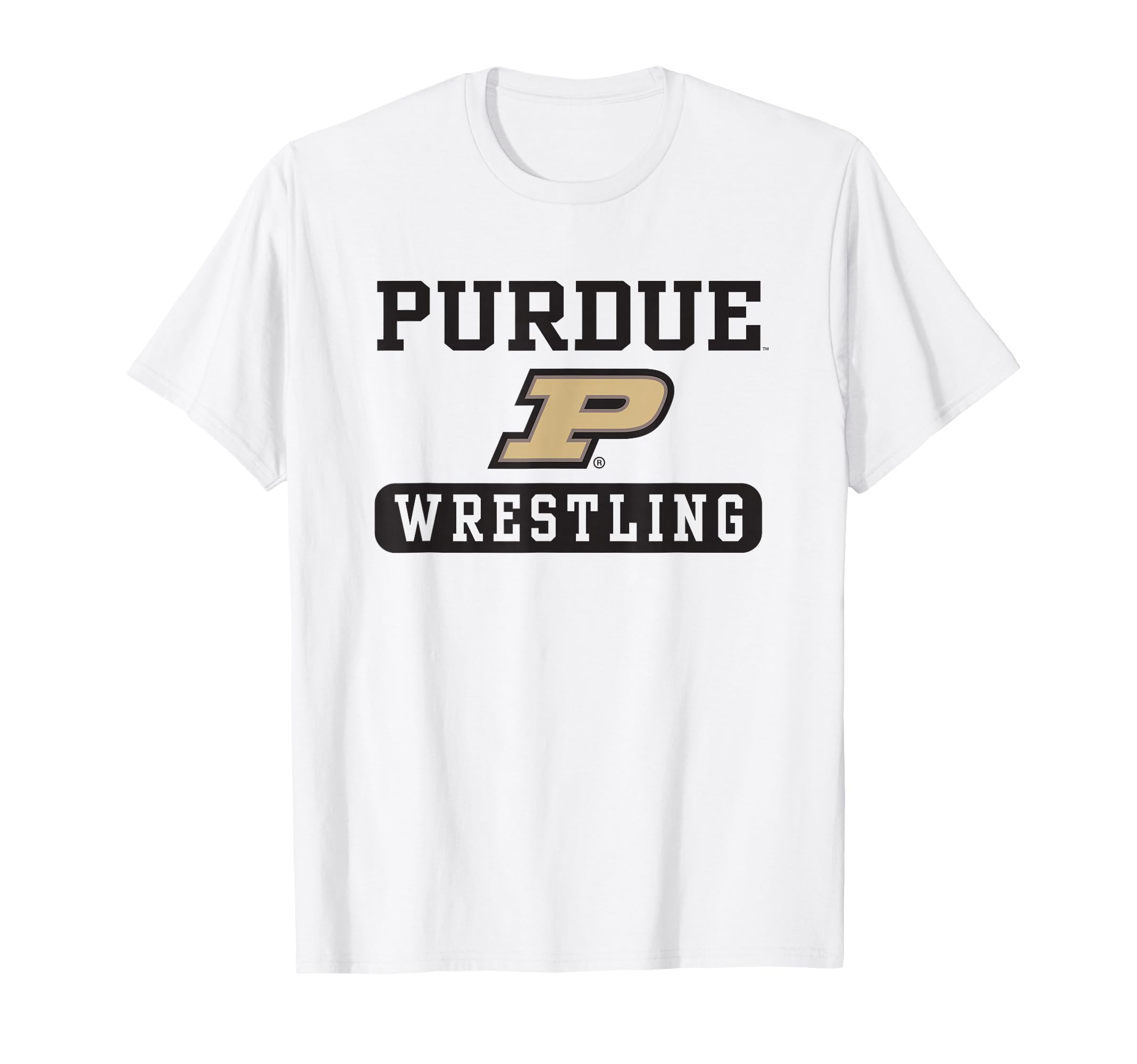 Elite Authentics Purdue Boilermakers Wrestling Logo Officially Licensed Men's Unisex-Adults White Cotton Polyester Short Sleeve T-Shirt
