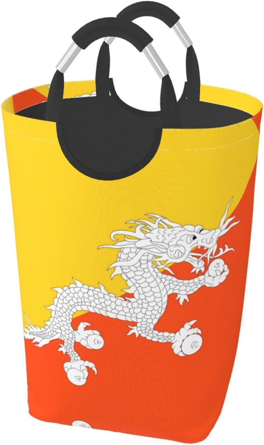 Flag of the Kingdom of Bhutan Foldable storage bag, 50L capacity, suitable for laundry room, dormitory bedroom, dirty clothes storage basket.