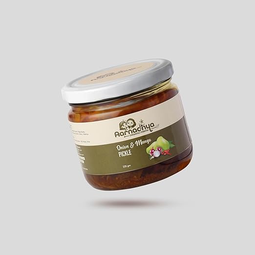 Homemade Onion & Mango Pickle Jar in Mustard Oil Authentic Recipe and Taste (225 Gram)