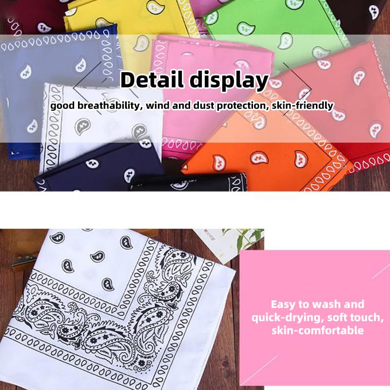 21 Inch Printed Square Head Scarf for Women Men - Hair Scarf Bandanas Combo Soft Stylish Versatile (10 Pcs)3