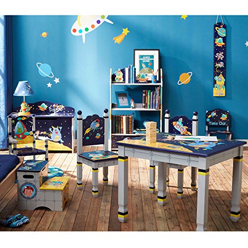 Fantasy Fields Outer Space Thematic Kids Wooden Toy Chest with Safety Hinges