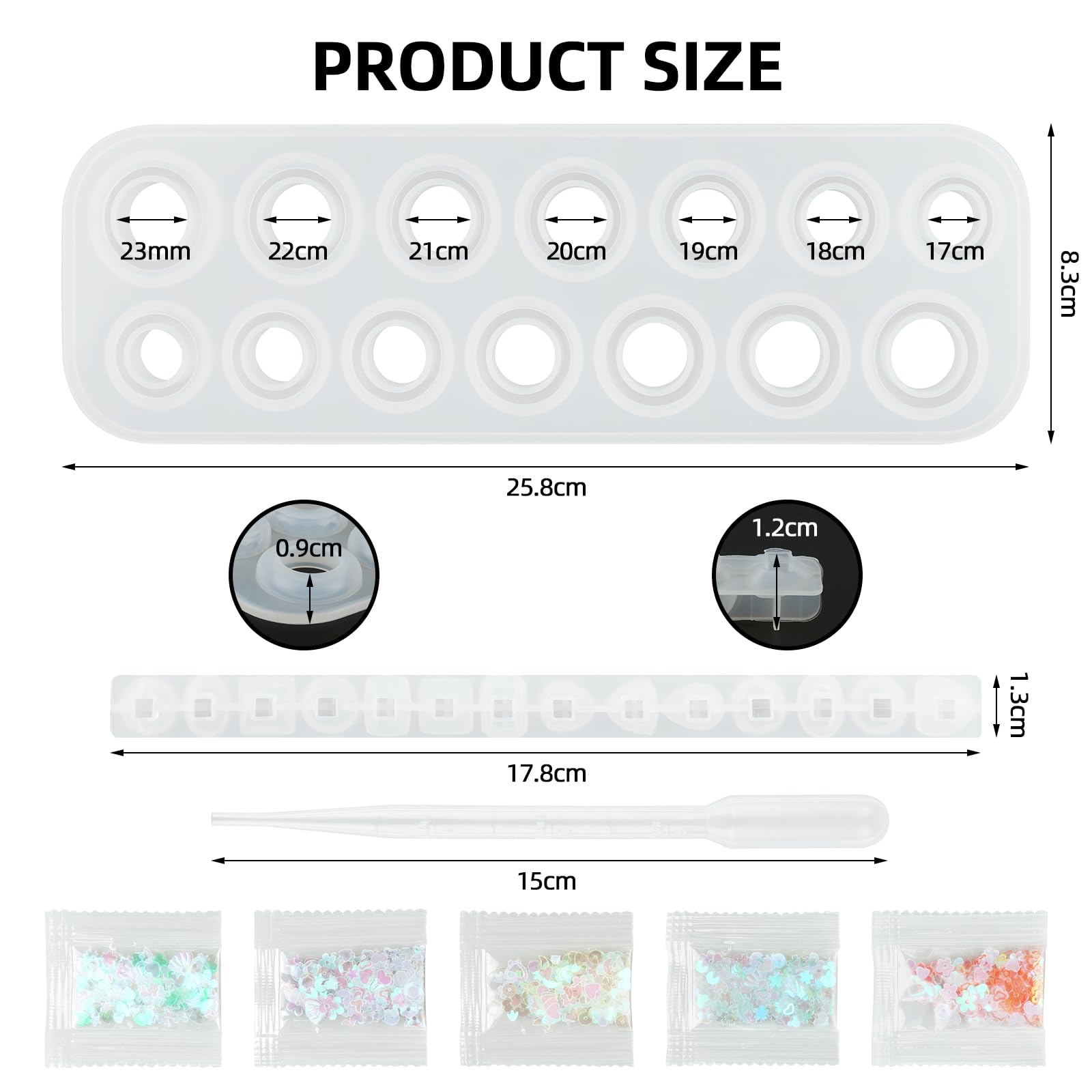 GUOYIHUA Ring Silicone Mould Set, DIY Rings Epoxy Resin Silicone Moulds & Gemstone Silicone Mould, DIY Rings for DIY Finger Rings, Diamond Earrings, Pendants and Jewellery Crafts Making - Image 2