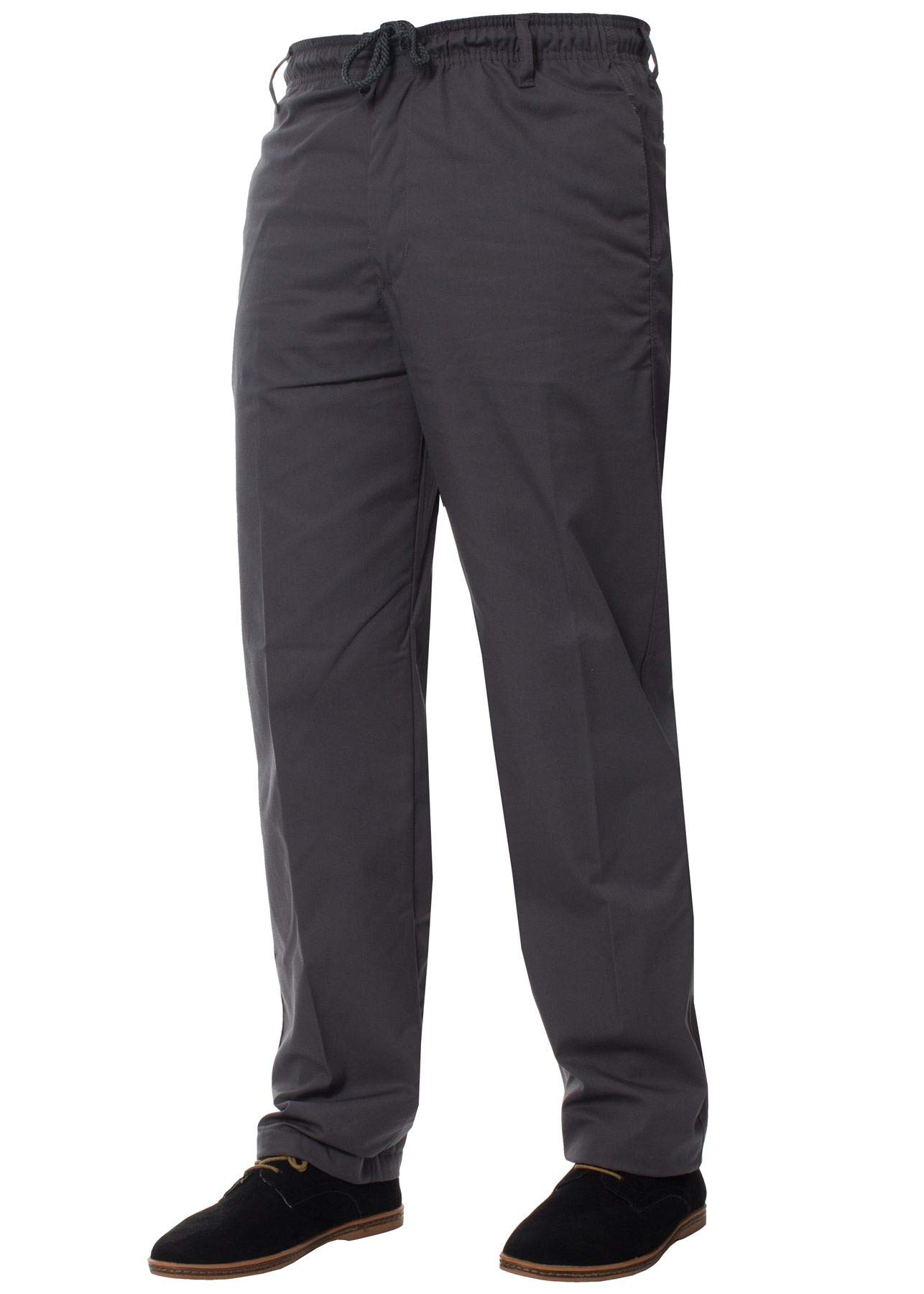 BRAND KRUZE Mens Rugby Trousers Grey Smart Elasticated Waist Plain Pants with Drawstrings 46W / 29L