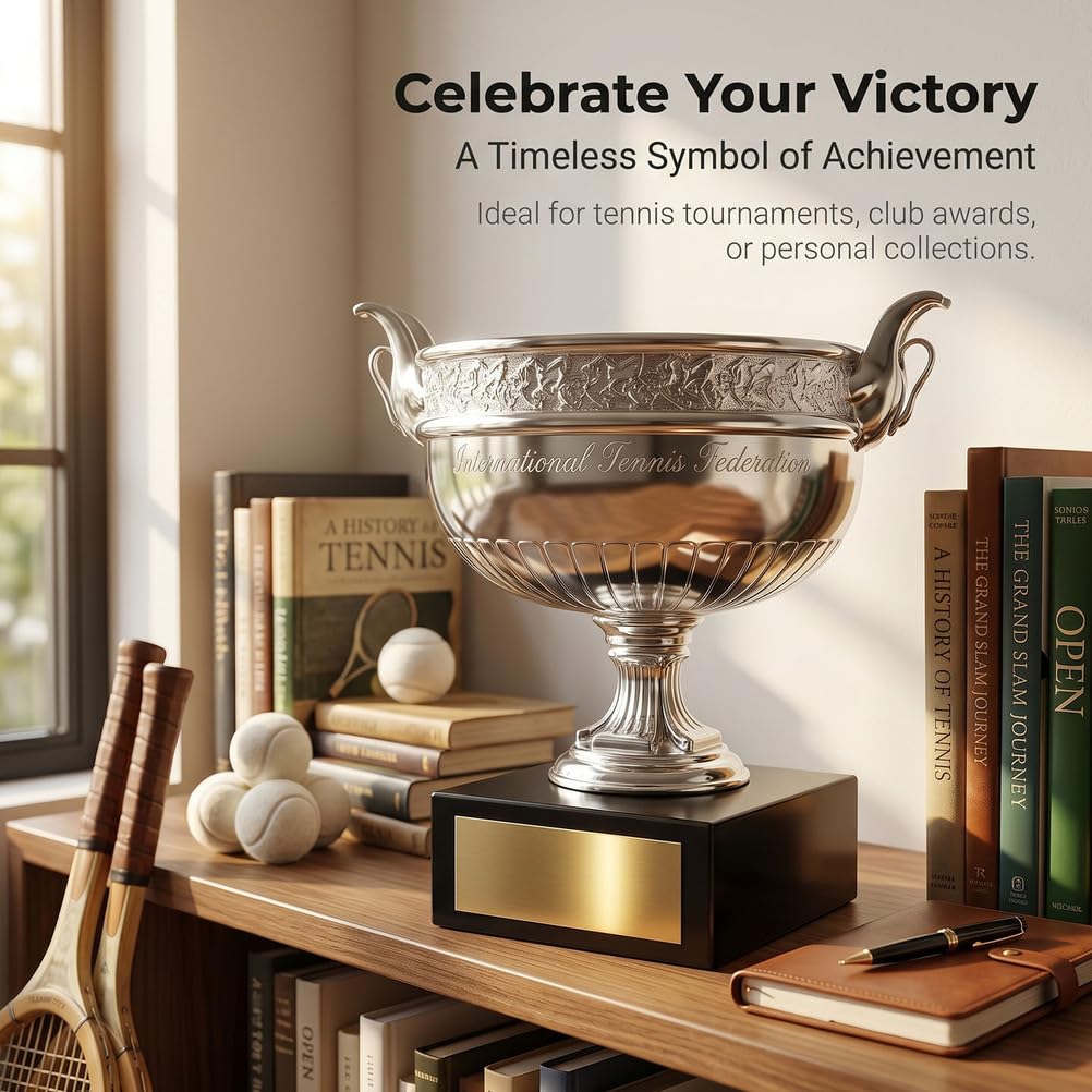 Grand Slam Tennis Trophäe Replik, French Open Stil Musketeers Cup Sammlerstück, Meisterschaft Pokal Modell, Geschenk für Tennisfans, Display Deko für Schreibtisch Büro oder Clubhaus