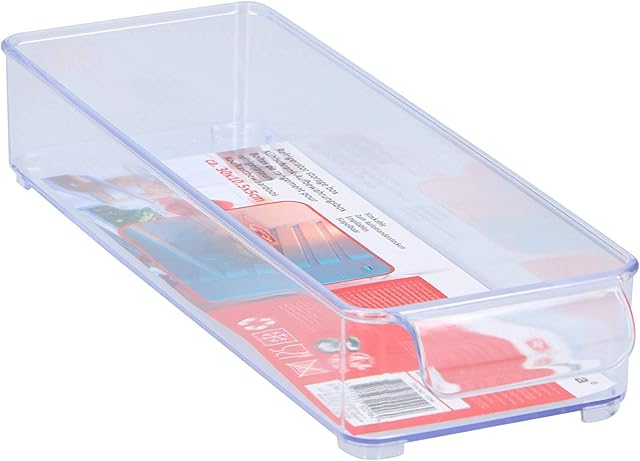 Invero Clear Refrigerator Storage Tubs - Pantry, Fridge Kitchen Food Container Ideal for Storing Meats, Cheese, Vegetables, Fruit and more - 30 x 10.5 x 5cm