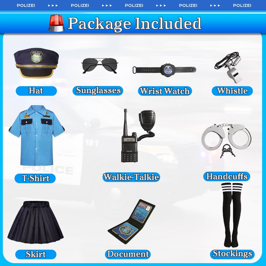 Costume da polizia, da ragazza, per bambini, da polizia, per carnevale, cosplay, abbigliamento