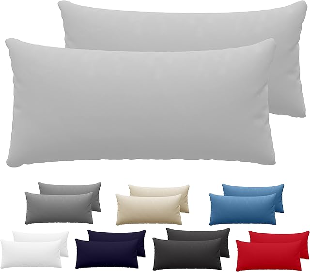 Dreamzie Poszewek na Poduszki (Zestaw 2) - Grey - na poduszki 40 x 80 cm - 100% bawełna dżersej 150 g/m2 - poszewka na poduszkę - odporna i hipoalergiczna
