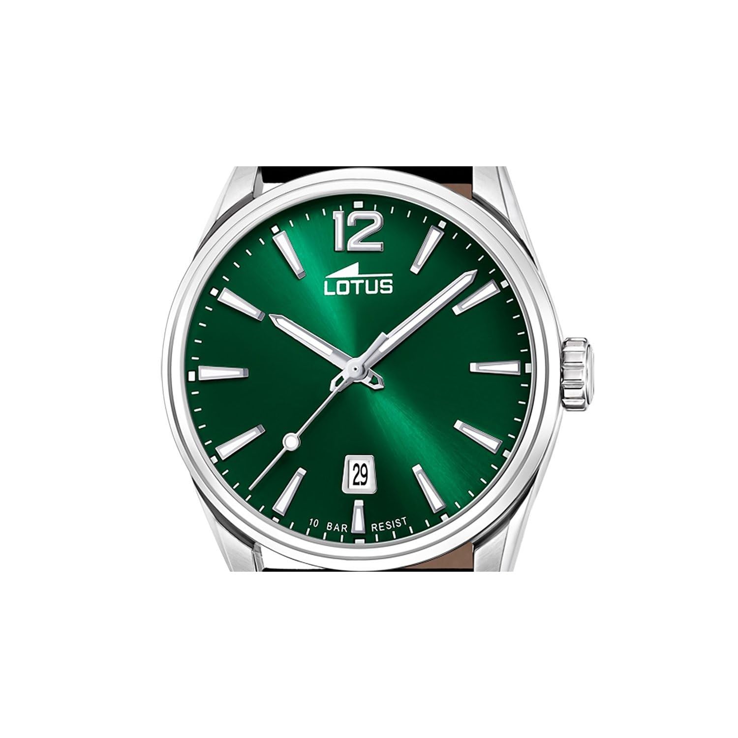 LOTUS Orologio Uomo Analogico in Acciaio Inossidabile e Pelle Nero | Movimento al Quarzo, Calendario, Vetro Minerale ad Alta Resistenza, Impermeabile 10 ATM Classico 18693/4 Minimalist